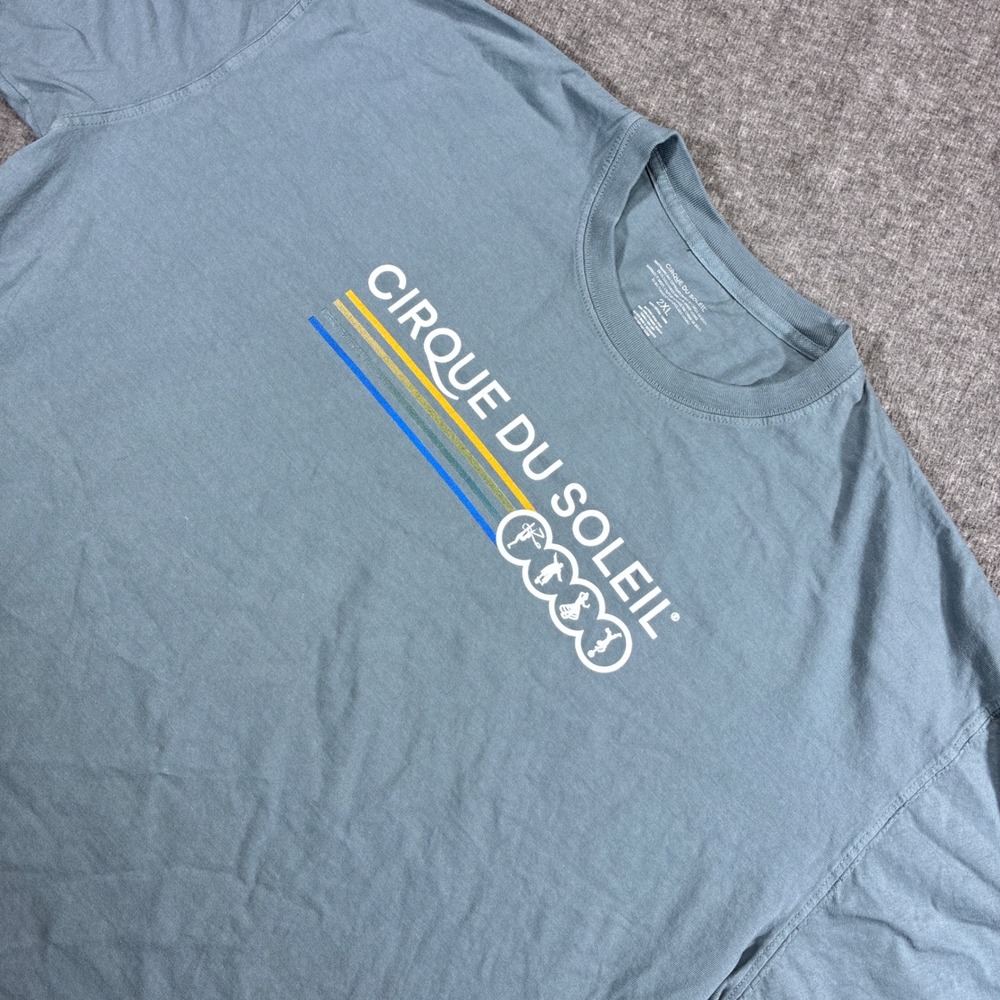 Cirque Du Soleil T-Shirt Mens 2XL Blue Graphic Logo Short Sleeve